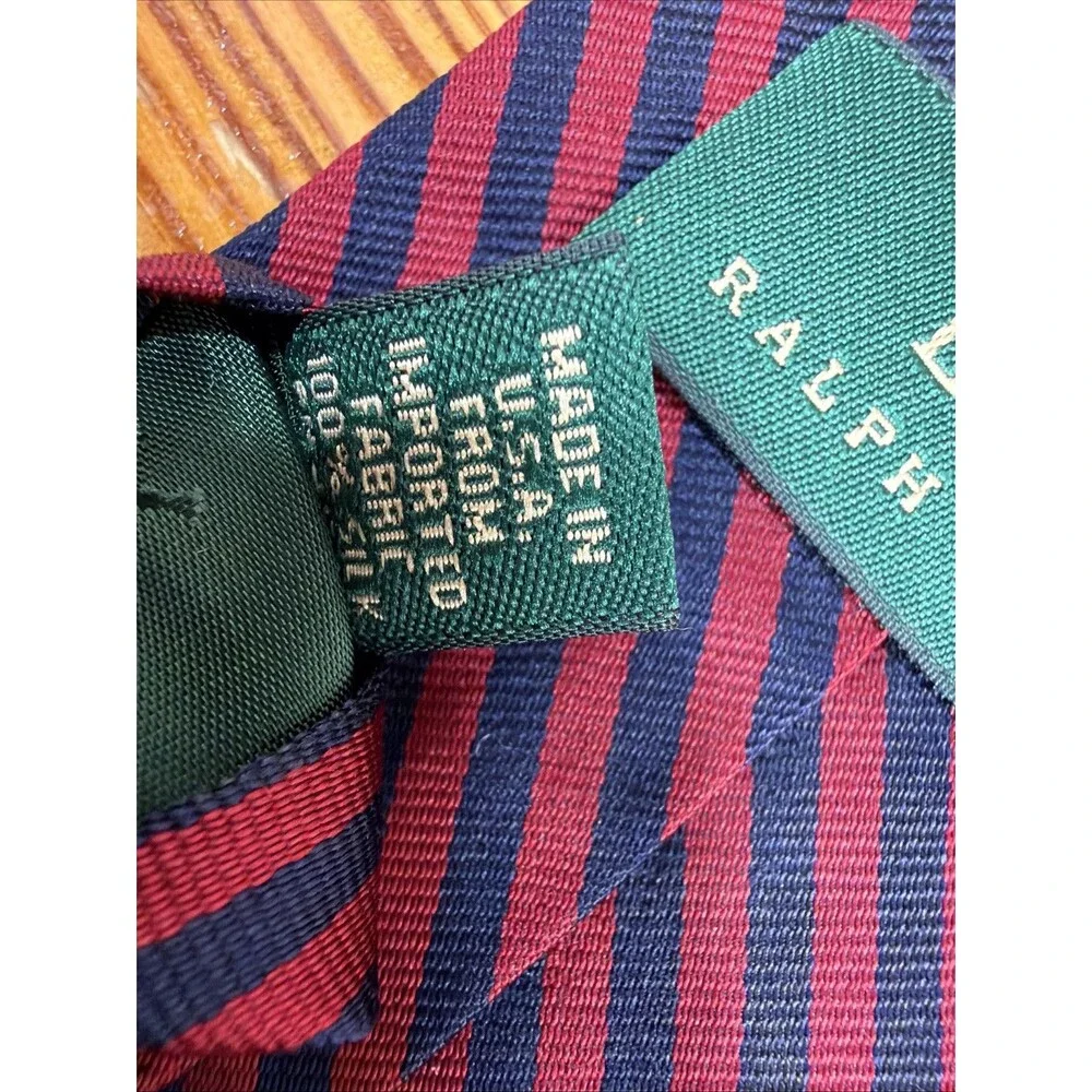 Lauren Ralph Lauren Tie MEN'S Red Blue Geometric USA Vintage Classic Office Work